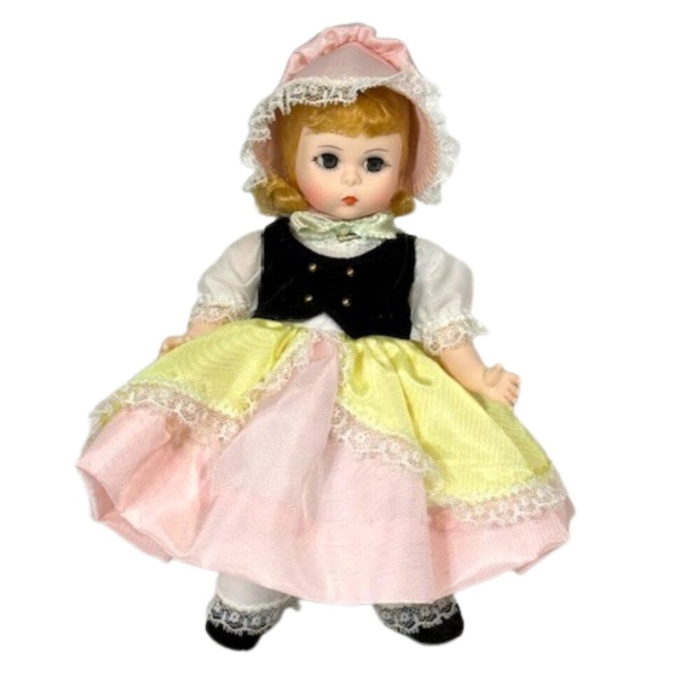 Madame Alexander restrung 8" Mary Mary doll with stand.